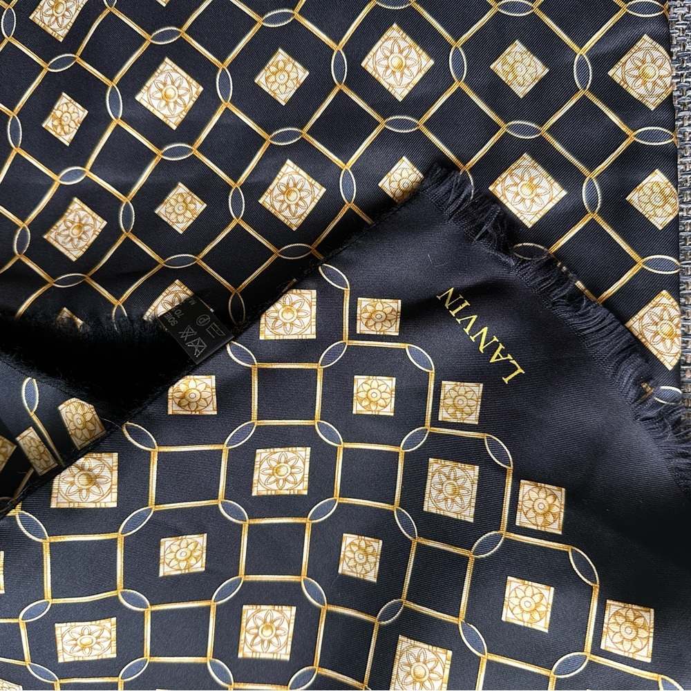 Lanvin Black and Gold Patterned Scarf